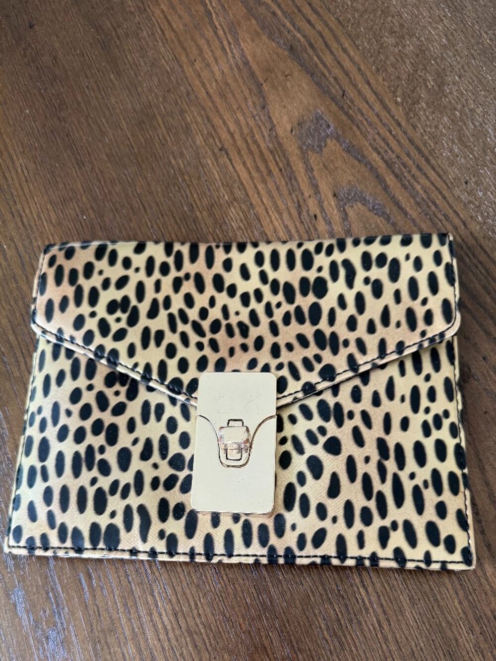 Talbot's Leopard Patent Clutch